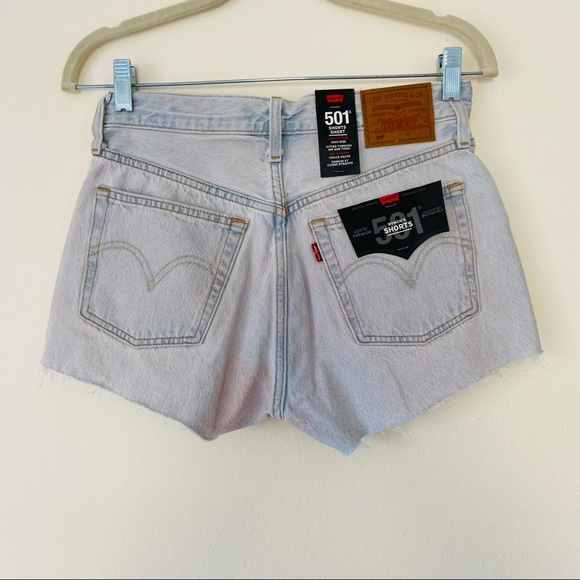 New Levi’s 501 High waisted light wash denim button fly shorts jean cutoff - Picture 6 of 12